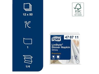 Servett TORK LinStyle 39x39cm vit 50/fp