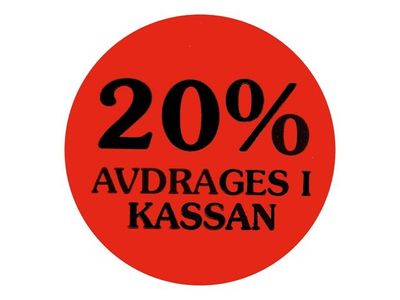 Etikett 20% avdrages i kassan 2000/RL