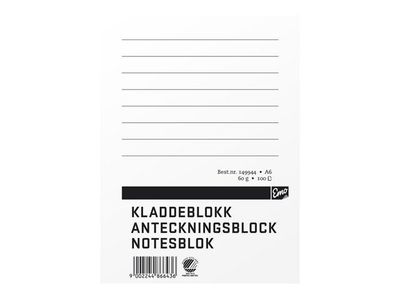 Anteckningsblock A6 100 blad TF linjerat