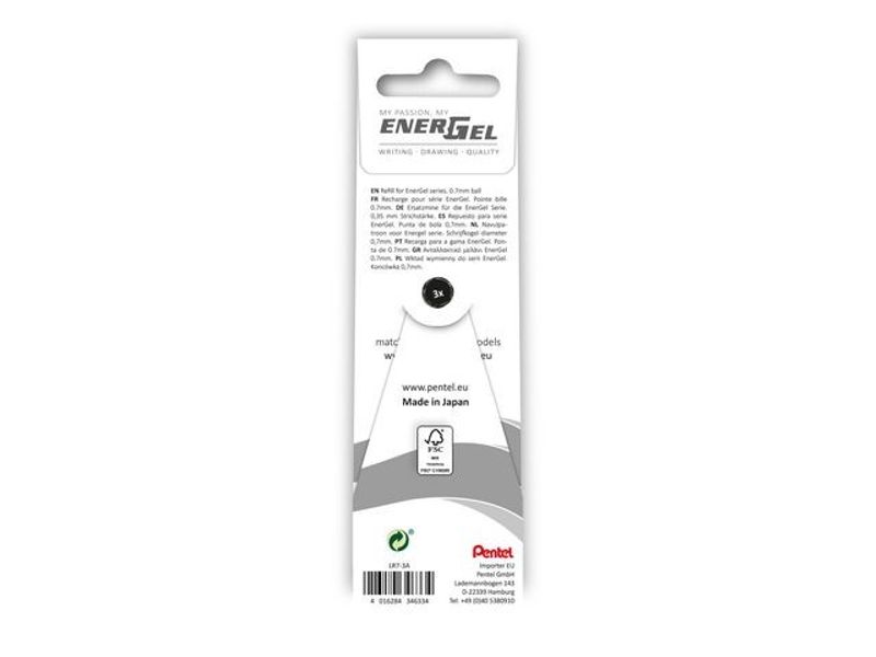 Refill PENTEL LR7 ENERGEL 0,7 svart 3/fp