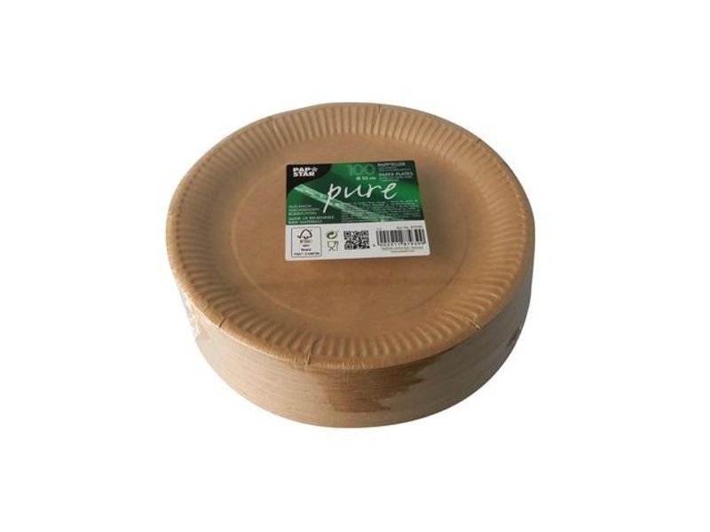 Tallrik PURE papper Ø230mm brun 100/fp
