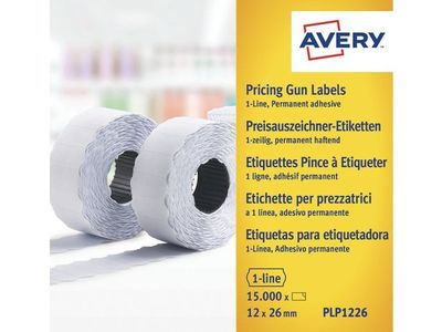 Prisetikett AVERY 1-rad 26x12mm 15000/fp