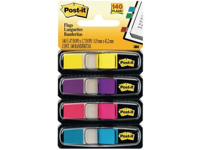 Index POST-IT 12X43mm neon 140/fp