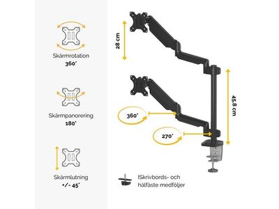 Monitorarm FELLOWES Platinum gas staplad