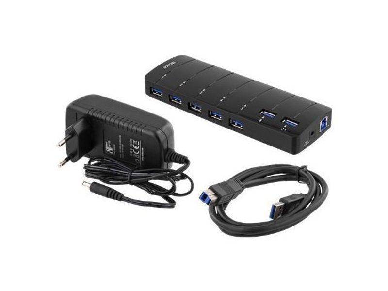 Hub DELTACO 7xUSB 3.0 svart