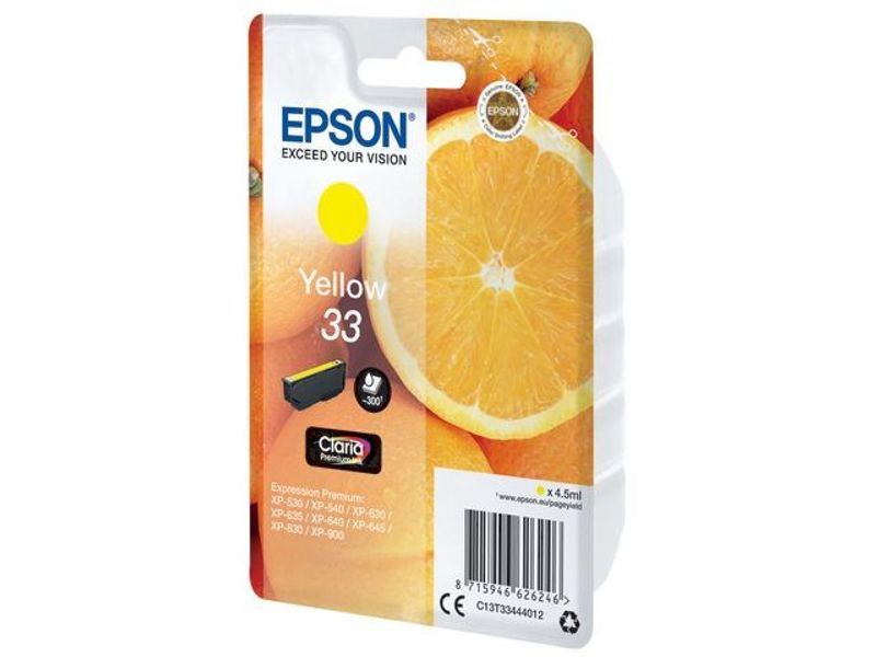 Bläckpatron EPSON C13T33444012 gul