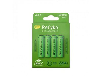 Batteri Laddbar GP Recyko 2600 AA 4/fp