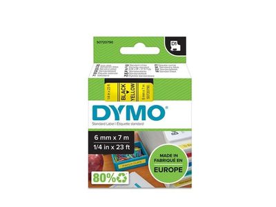 Tape DYMO D1 6mm svart på gul