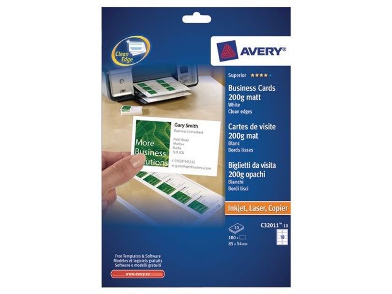 Visitkort AVERY matt, 200g, 85x54mm