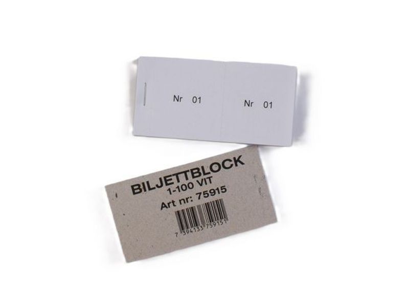 Biljettblock 1-100 vit