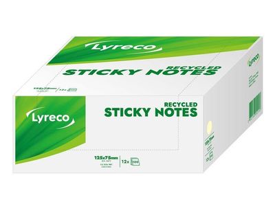 Notes LYRECO recycled 76x127mm gul 12/fp