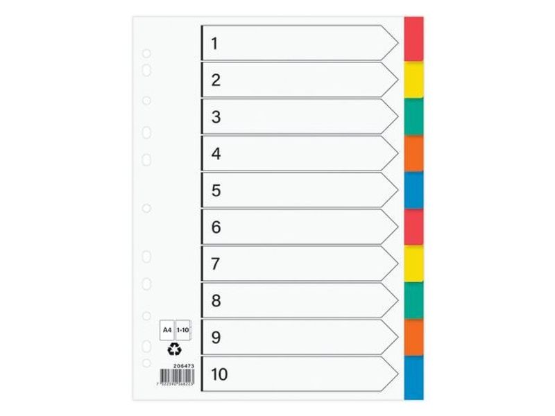 Plastregister otryckta A4 10-fli