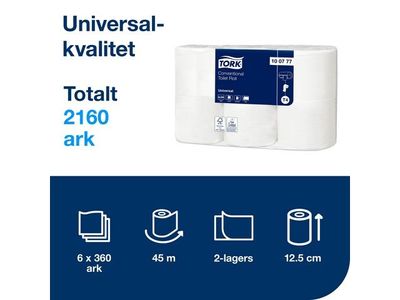 Toalettpapper TORK Uni T4 2-lag 6/fp