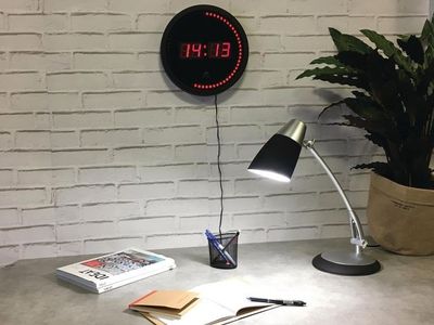 Väggur ALBA LED Ø30cm svart/röd