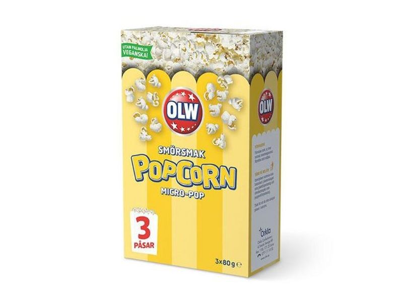 Micropopcorn OLW smör 3x80g/fp