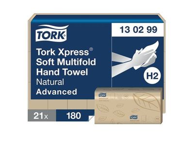 Handduk TORK Adv H2 2-lag natur 3780/fp