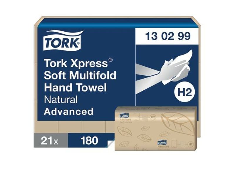 Handduk TORK Adv H2 2-lag natur 3780/fp