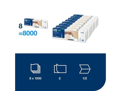 Servett TORK Pre N4 2-lag vit 500/fp