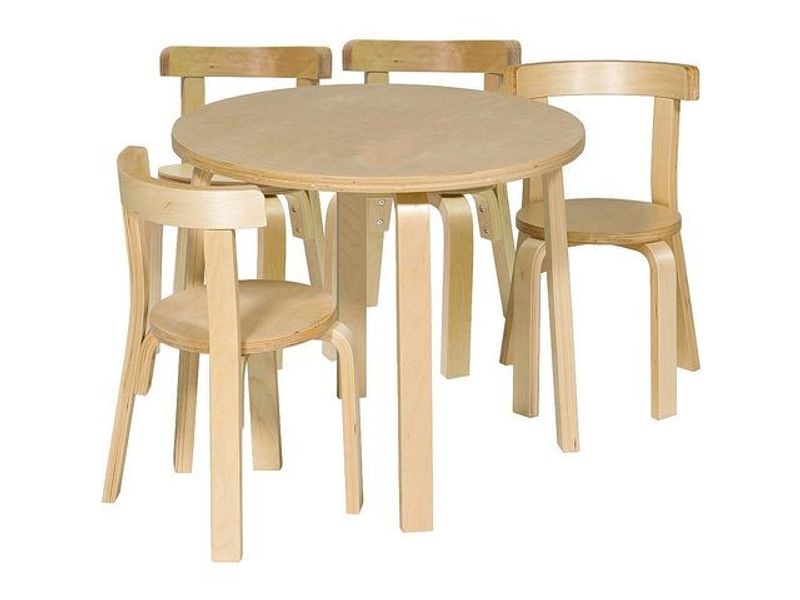 Lekvråmöbelset björk 1 bord 4 stolar