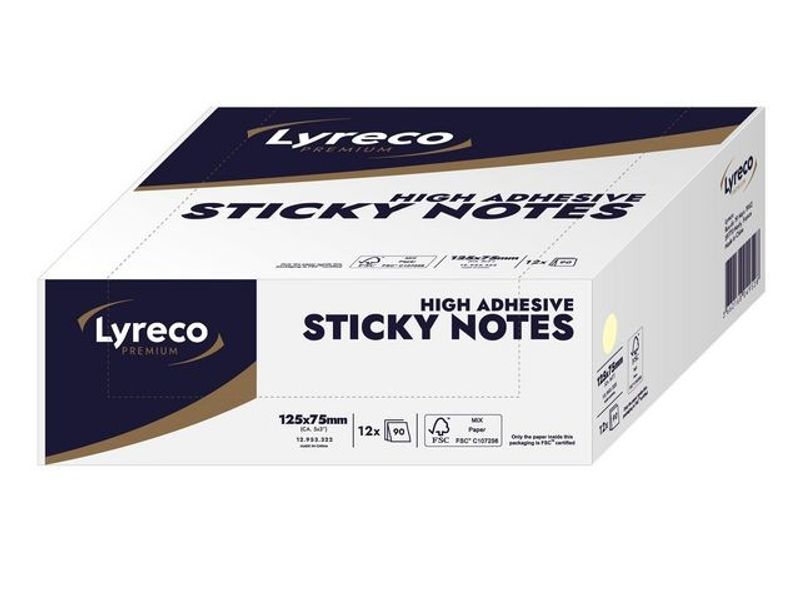 Notes LYRECO prem 75x125mm gul 12/fp