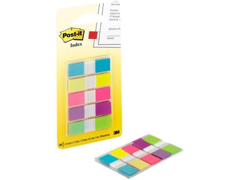 Index POST-IT 11,9x43,1 5-färg 100/fp