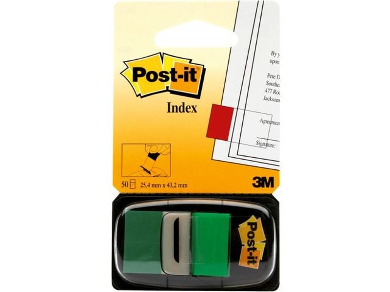 Index POST-IT 25,4x43,2mm grön 50/fp