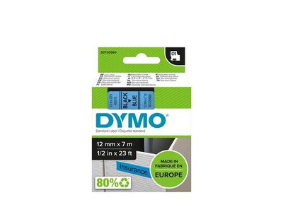 Tape DYMO D1 12mm svart på blå