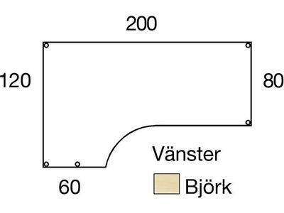 Bord frist v 2x1,2x0,8x0,6m björkl/sv