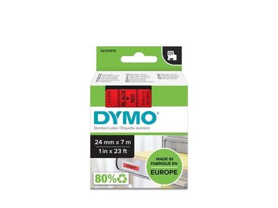 Tape DYMO D1 24mm svart på röd