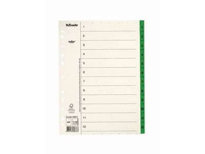 Pappregister Servo A4 1-12 grön flik