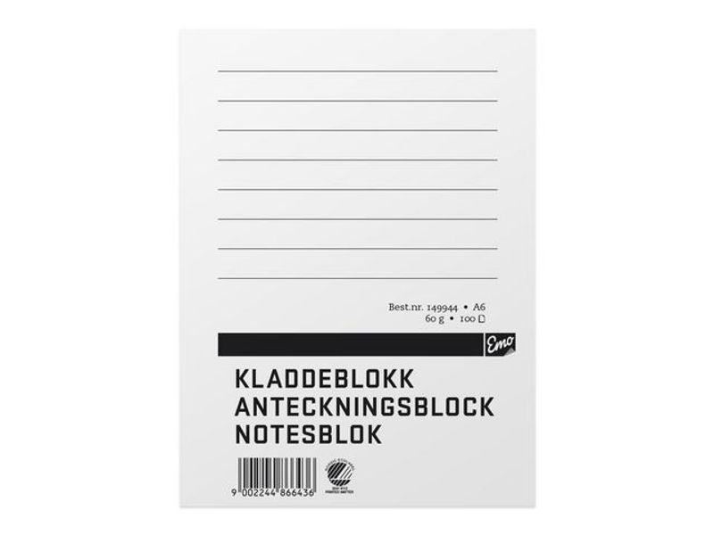 Anteckningsblock A6 100 blad TF linjerat