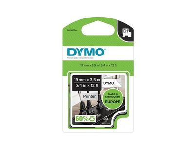 Tape DYMO D1 19mm nylon svart på vit