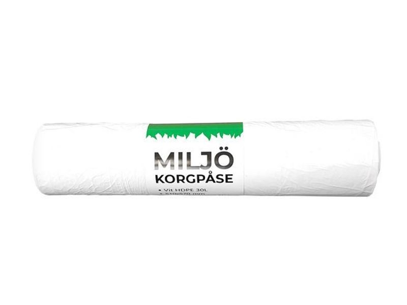 Papperskorgspåse HDPE 30L 9my vit 100/rl