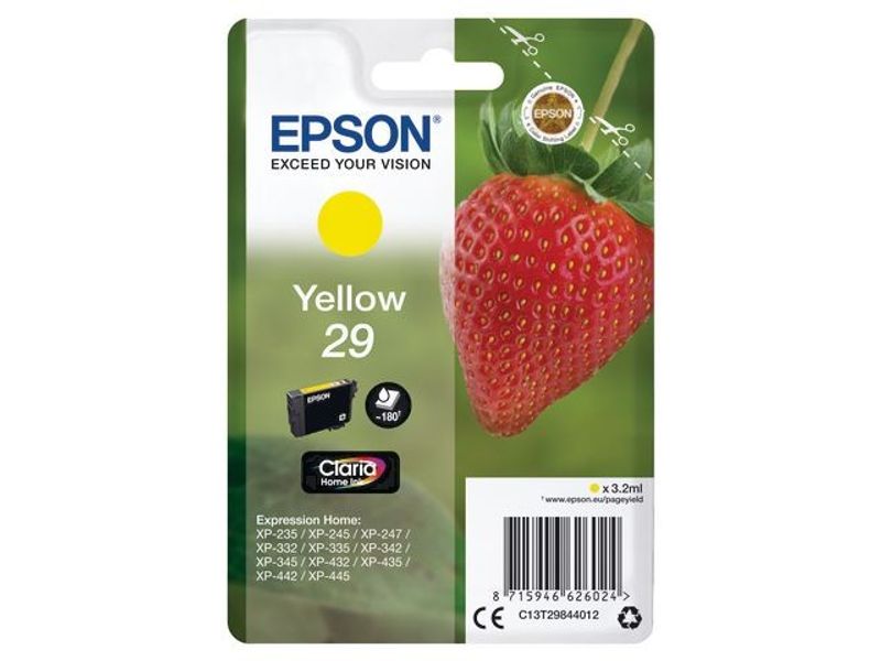 Bläckpatron EPSON C13T29844012 gul