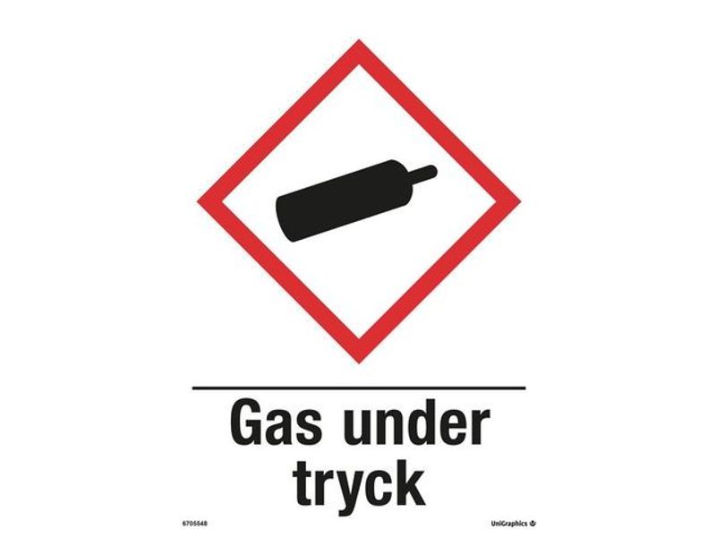 Skylt Gas under Tryck A4 Plast