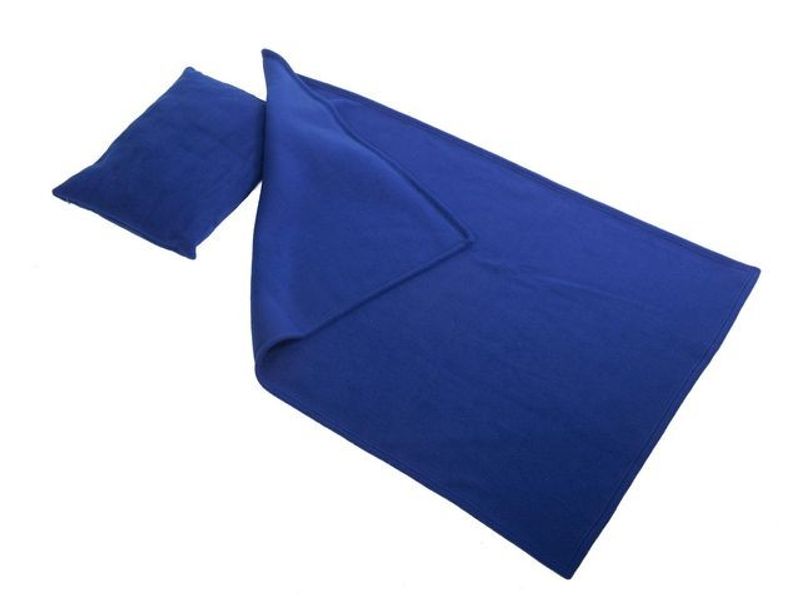 Vilset kudde och filt blå
