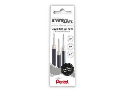 Refill PENTEL LR7 ENERGEL 0,7 svart 3/fp