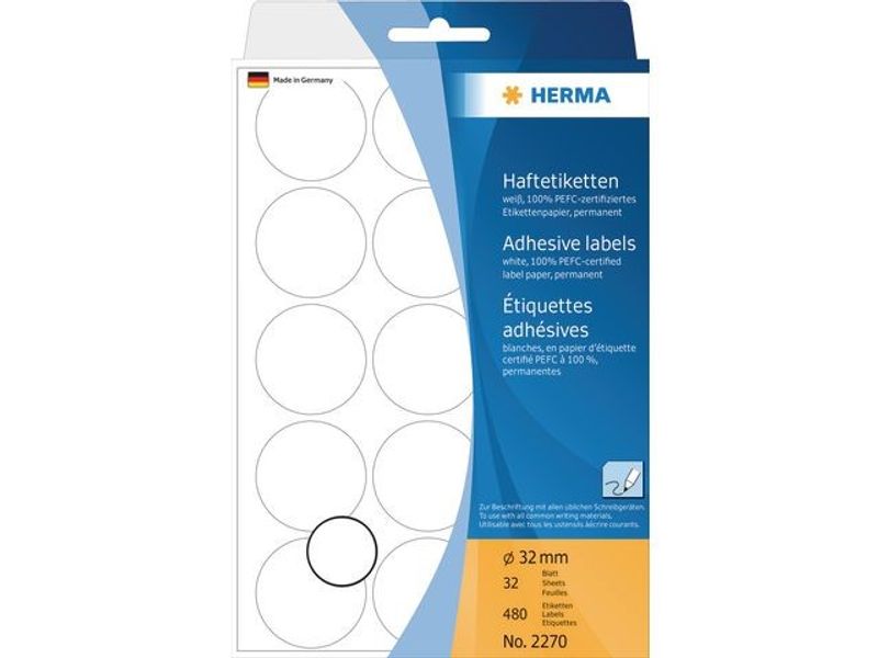 Etikett HERMA Allround 32mm vit 480/fp