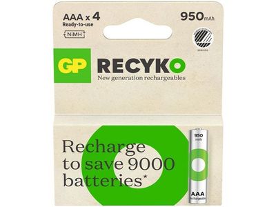 Batteri Laddbar GP Recyko 950 AAA 4/fp