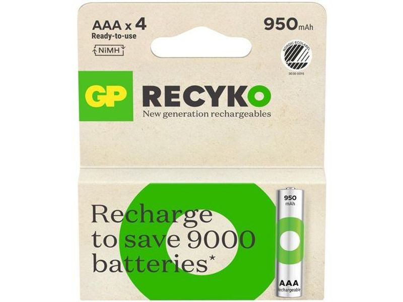 Batteri Laddbar GP Recyko 950 AAA 4/fp