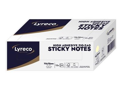 Notes LYRECO prem ZZ 75x75mm gul 12/fp