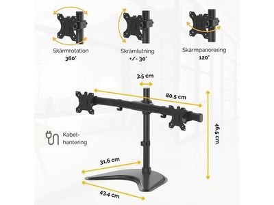 Monitorarm FELLOWES Seasa stående dubbel