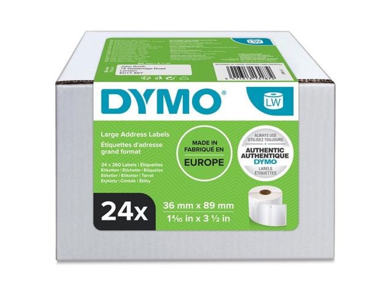 Etikett DYMO S0722390 89x36mm 6240/fp