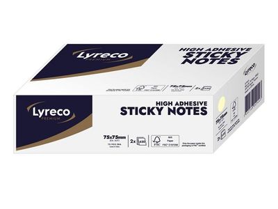 Notes LYRECO kub prem 76x76mm gul 2/fp