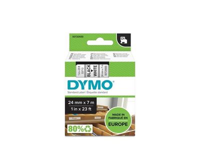 Tape DYMO D1 24mm svart på vit