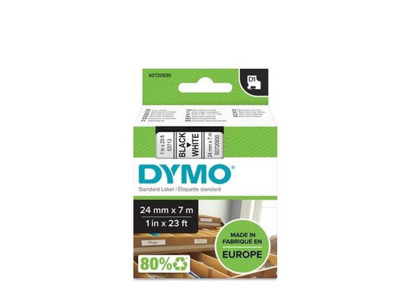 Tape DYMO D1 24mm svart på vit