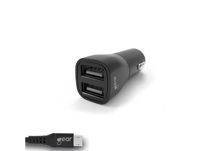 Laddare Bil GEAR 2xUSB 3.4A Micro-USB 1m