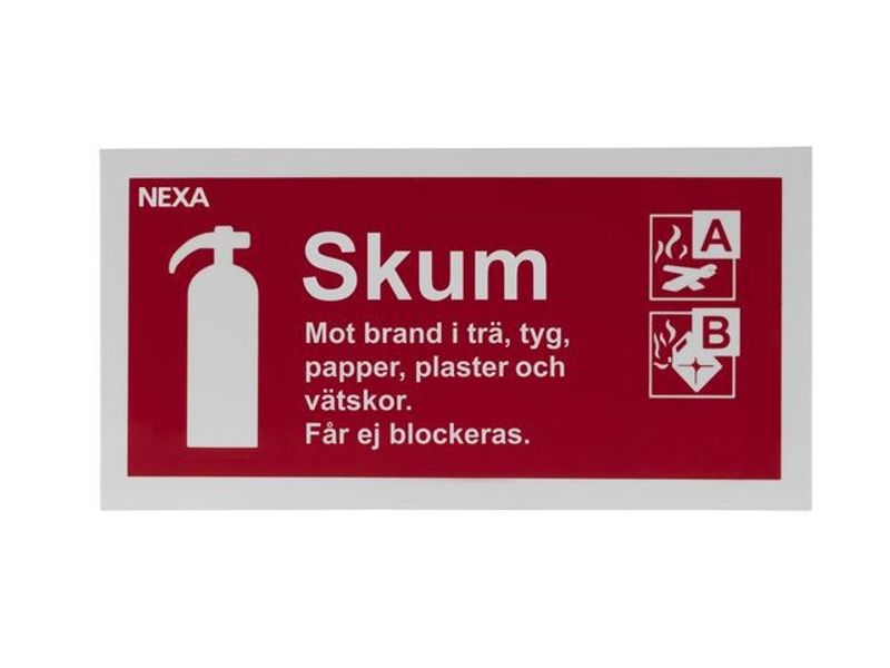 Skylt NEXA brandsläckare skum 10x20cm