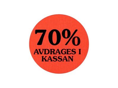 Etikett 70% avdrages i kassan 2000/RL