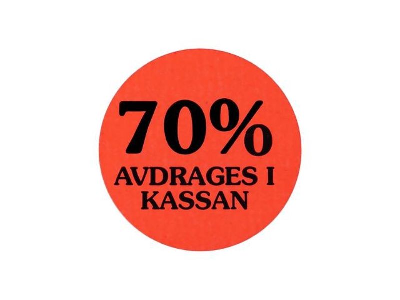 Etikett 70% avdrages i kassan 2000/RL